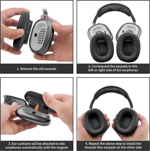 وسائد أذن بديلة لأجهزة Apple AirPods Max، وسائد إسفنجية ميموري مطورة مع نسيج متين، وعزل الصوت وتقليل الضوضاء، وملاءمة مغناطيسية قوية، ومقاومة للعرق، وراحة مسامية (رمادي فلكي) in Kuwait