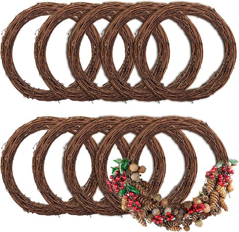 7 PCS Natural Grapevine Wreaths - 12 Inch Beautiful Vine Branch Wreath, Rattan Wreath, Grapevines Wreath Bulk, Ideal for DIY Crafts and Christmas Decorations, Ideal for Outdoor and Indoor Use in Saudi Arabia