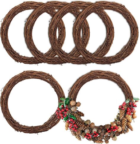 7 PCS Natural Grapevine Wreaths - 12 Inch Beautiful Vine Branch Wreath, Rattan Wreath, Grapevines Wreath Bulk, Ideal for DIY Crafts and Christmas Decorations, Ideal for Outdoor and Indoor Use in Saudi Arabia