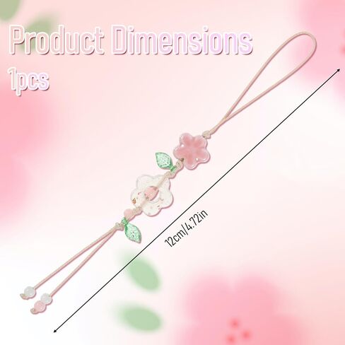 Cute Flower Phone Charm Pink Y2K Ceramic Floral Phone Charm Beaded Leaf Handmade Decor Camera Bag Pendants Accessories for Women in Saudi Arabia