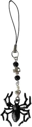 Black Spider Bowknot Pendant, Halloween Phone Charm, Beaded Lanyard Strap Accessory in Saudi Arabia