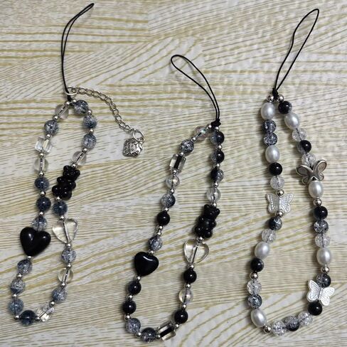 Charms Cute Beaded Lanyard Wrist Strap Aesthetic Cell Keychain Cute Charms for Women in Saudi Arabia