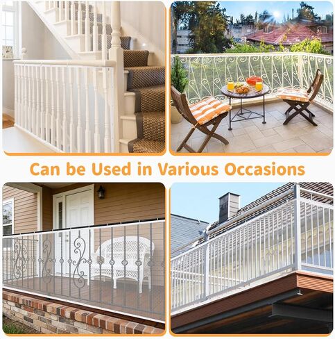 South to East Banister Guard for Baby, 15ft x 3ft Child Safety Net, Balcony Netting for Pets, Stair Railing Cover Baby Proofing, No Drilling, Stairway Mesh Netting Indoor Outdoor for Kids, Pets, Toys | Balcony Netting, Stair Railing Cover Baby Proofing, N in Saudi Arabia