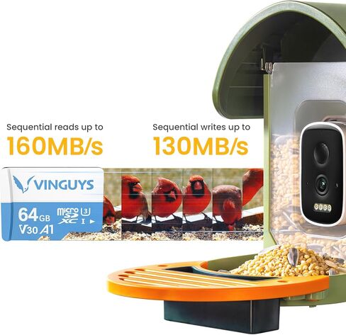64GB TF Card, No Cloud Subscription Needed Anymore, Ideal for Bird Feeder Camera, Up to 4K Bird Video Recording, Full HD, Up to100MB/s, U3, V30, A1, High-Speed TF Card in Saudi Arabia