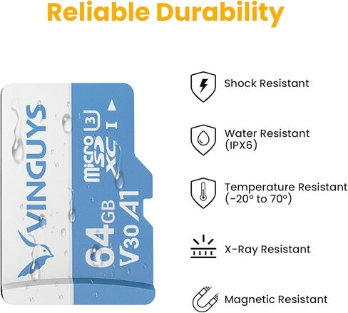64GB TF Card, No Cloud Subscription Needed Anymore, Ideal for Bird Feeder Camera, Up to 4K Bird Video Recording, Full HD, Up to100MB/s, U3, V30, A1, High-Speed TF Card in Saudi Arabia