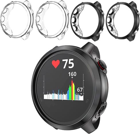 4 قطع من حافظة واقي شاشة الموسيقى Garmin Forerunner 245/245، ملحقات حماية ممتصة للصدمات من مادة TPU الناعمة المضادة للخدش in Kuwait