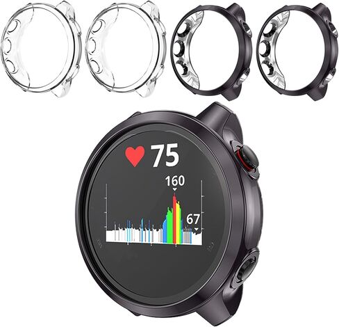 4 قطع من حافظة واقي شاشة الموسيقى Garmin Forerunner 245/245، ملحقات حماية ممتصة للصدمات من مادة TPU الناعمة المضادة للخدش in Kuwait