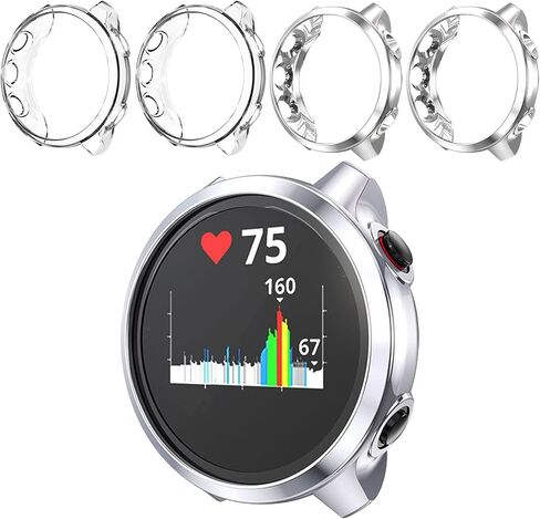 4 قطع من حافظة واقي شاشة الموسيقى Garmin Forerunner 245/245، ملحقات حماية ممتصة للصدمات من مادة TPU الناعمة المضادة للخدش in Kuwait