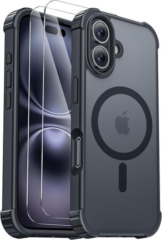 for iPhone 17 Case [Compatible with MagSafe] [2X Screen Protectors] [Military Grade Drop Tested] Heavy Duty Magnetic Phone Case for iPhone 17 6.3",Black in Saudi Arabia