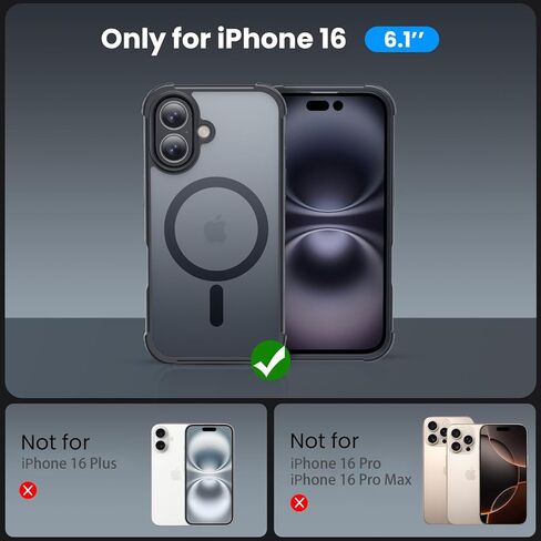 for iPhone 17 Case [Compatible with MagSafe] [2X Screen Protectors] [Military Grade Drop Tested] Heavy Duty Magnetic Phone Case for iPhone 17 6.3",Black in Saudi Arabia