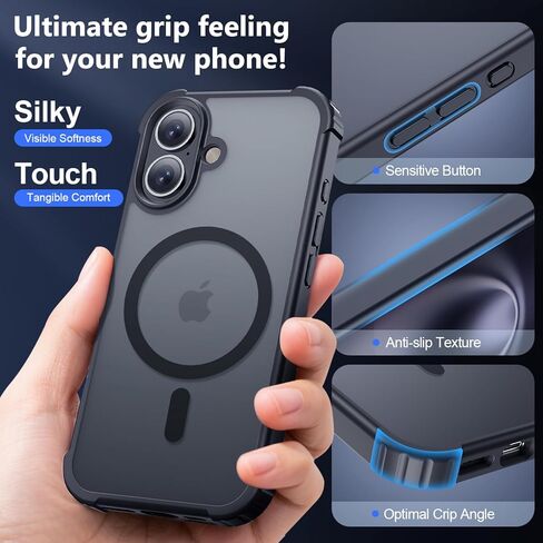 for iPhone 17 Case [Compatible with MagSafe] [2X Screen Protectors] [Military Grade Drop Tested] Heavy Duty Magnetic Phone Case for iPhone 17 6.3",Black in Saudi Arabia