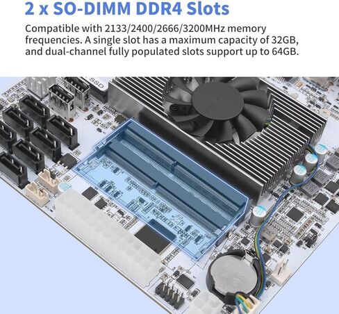 i5-8265U NAS Mini ITX اللوحة الأم 8 Bay SATA 3.0، اللوحة الرئيسية NAS مع 2xi226-V 2.5GbE LAN، 2xM.2 NVMe PCIe3.0 x2، 4K HD+DP NAS MOBO، PCI-E x4، هيكلي بدون ذاكرة وصول عشوائي ولا SSD in Kuwait