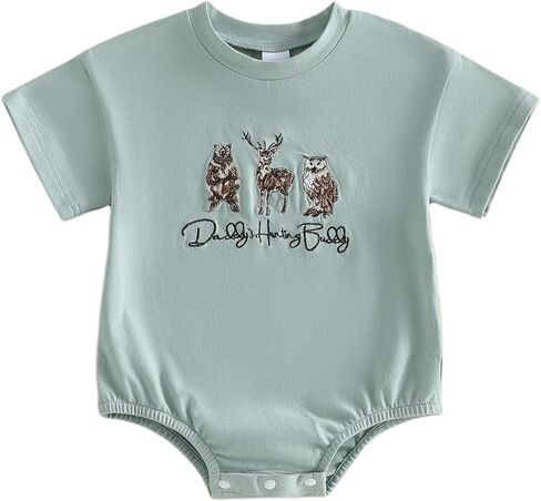 Adobabirl Baby Boy Bubble Romper Newborn Outfit Short Sleeve Crewneck Letter Print Bodysuit Cute Infant Summer Clothes in Saudi Arabia