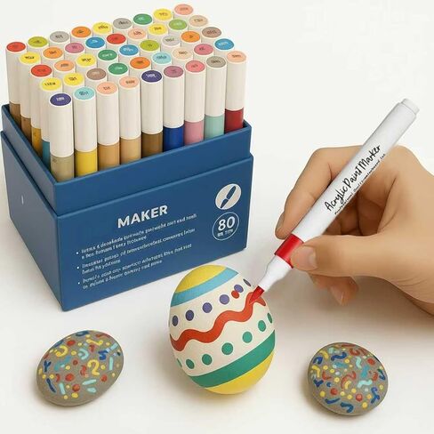 12 ألوان علامات الطلاء الاكريليك نصيحة فرشاة للسيراميك الصخور الخشبية ، أقلام فنون لعيد الميلاد عيد ميلاد حفلة داي الرسم علامات التلوين in Kuwait