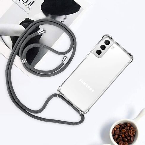 YESPURE مصمم لهاتف Galaxy S23، جراب شفاف مع حزام رقبة قابل للتعديل، شفاف ناعم ورفيع من مادة TPU المضادة للخدش ومضاد للأصفرار ومضاد للصدمات لهاتف Samsung Galaxy S23 - رمادي in Kuwait