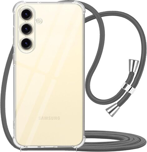 YESPURE مصمم لهاتف Galaxy S23، جراب شفاف مع حزام رقبة قابل للتعديل، شفاف ناعم ورفيع من مادة TPU المضادة للخدش ومضاد للأصفرار ومضاد للصدمات لهاتف Samsung Galaxy S23 - رمادي in Kuwait