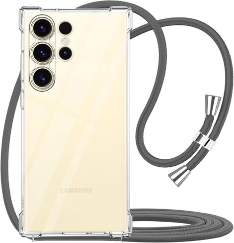 YESPURE مصمم لهاتف Galaxy S23، جراب شفاف مع حزام رقبة قابل للتعديل، شفاف ناعم ورفيع من مادة TPU المضادة للخدش ومضاد للأصفرار ومضاد للصدمات لهاتف Samsung Galaxy S23 - رمادي in Kuwait