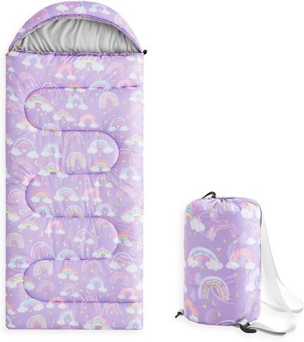 استيقظ في السحابة - حقيبة نوم للأطفال للفتيات الصغار، للتخييم في الطقس البارد الدافئ، حقيبة ظهر خفيفة الوزن وبطانة خارجية مدمجة لمدة 3 مواسم، سحب قوس قزح in Kuwait
