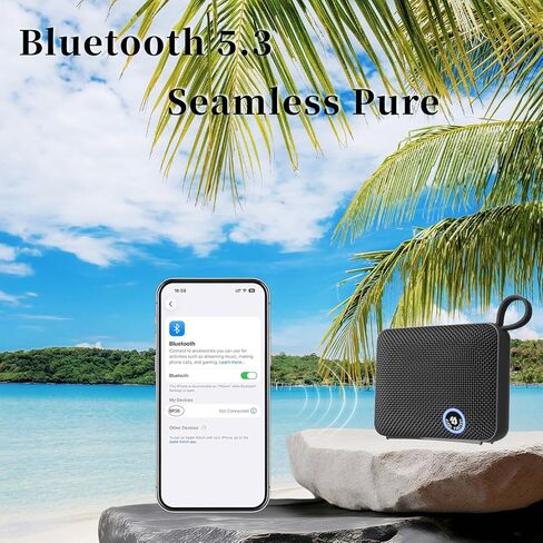 مكبر صوت بلوتوث BP26، مكبر صوت بلوتوث محمول، صوت هاي فاي، IP68 مقاوم للماء والغبار، خفيف الوزن وعمر بطارية طويل، اقتران TWS، بلوتوث 5.3 (كلاسيكي، أسود) in Kuwait