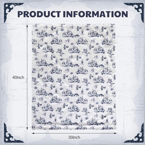 Tegeme Western Baby Blanket Cowboy for Boys Girls Nursery Room Decor, 30 x 40 Inches Soft Baby Receiving Blankets, Warm Lightweight Nursery Western Stuff for Newborn Toddlers Son Daughter(Blue) in Saudi Arabia