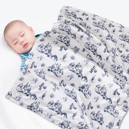 Tegeme Western Baby Blanket Cowboy for Boys Girls Nursery Room Decor, 30 x 40 Inches Soft Baby Receiving Blankets, Warm Lightweight Nursery Western Stuff for Newborn Toddlers Son Daughter(Blue) in Saudi Arabia