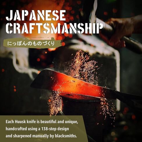 سكين شفرة ثابتة يابانية من huusk - سكين تانتو ساموراي مع غمد - سكاكين بقاء تانغ كاملة مع مقبض خشبي - سكاكين بوشكرافت للتخييم في الهواء الطلق، هدية للرجال والنساء in Kuwait