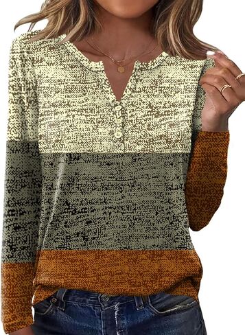 Women's Tops Casual Long Sleeve Shirts Casual V Neck Blouses Fall Fashion 2025 in Saudi Arabia