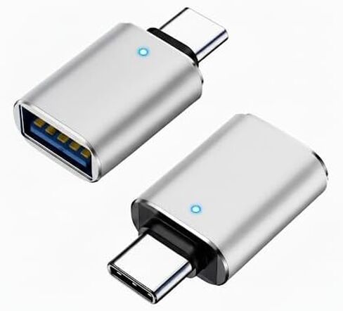 2-حزمة محول OTG من الألومنيوم الفضي من USB C إلى USB 3.0 مع ضوء LED لجهاز من النوع C in Kuwait
