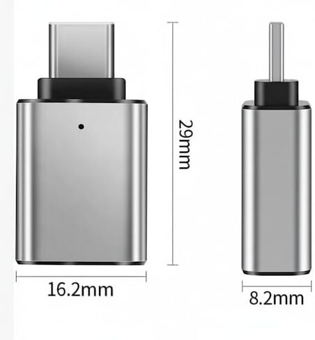 2-حزمة محول OTG من الألومنيوم الفضي من USB C إلى USB 3.0 مع ضوء LED لجهاز من النوع C in Kuwait