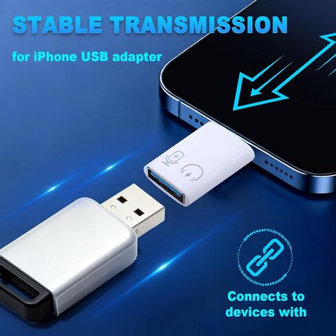 قطعتان من محول Lightning ذكر إلى USB أنثى كابل مزامنة بيانات OTG، محول Lightning إلى USB A لهاتف iPhone 14/13/11/12/Pro Max/Mini/XR/X/XS/8/7، يناسب قارئ بطاقات لوحة المفاتيح MIDI وماوس الكاميرا in Kuwait