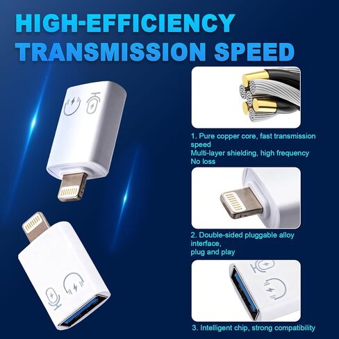 قطعتان من محول Lightning ذكر إلى USB أنثى كابل مزامنة بيانات OTG، محول Lightning إلى USB A لهاتف iPhone 14/13/11/12/Pro Max/Mini/XR/X/XS/8/7، يناسب قارئ بطاقات لوحة المفاتيح MIDI وماوس الكاميرا in Kuwait