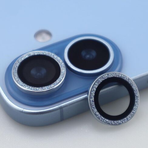 BONVAN for iPhone 17 Camera Lens Protector Bling Glitter Metal Crystal Tempered Glass Screen Accessories Sparkly Lens Cover (Light Blue) in Kuwait