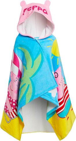 Peppa Pig Hooded Towel Girls 100% Cotton Poncho Peppa Family + Baby Evie Kids Beach Bath Towel Swimming Wrap in Saudi Arabia