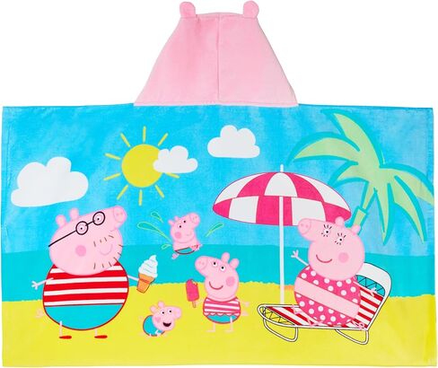 Peppa Pig Hooded Towel Girls 100% Cotton Poncho Peppa Family + Baby Evie Kids Beach Bath Towel Swimming Wrap in Saudi Arabia