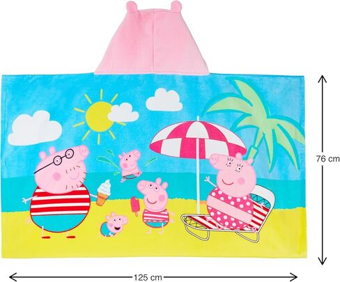 Peppa Pig Hooded Towel Girls 100% Cotton Poncho Peppa Family + Baby Evie Kids Beach Bath Towel Swimming Wrap in Saudi Arabia