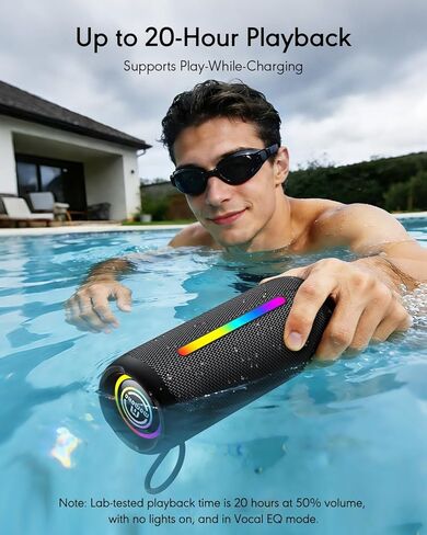 Portable Bluetooth Speaker, IPX7 Waterproof Wireless Speaker, 30W Loud Stereo Sound with Deep Bass, Bluetooth 5.4, EQ Mode for Home/Outdoor/Travel, Birthday Gifts for Adults Men Women Teen (Black) in Saudi Arabia
