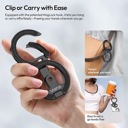حامل بمقبض هاتف بحلقة مغناطيسية مزدوجة من ULANZI MA02، مصنوع من الألومنيوم لمسند MagSafe Gym المتوافق مع سلسلة iPhone 17-12، حامل ثلاثي للهاتف قابل للطي مع برغي 1/4 بوصة للبث المباشر لمدونة الفيديو in Kuwait