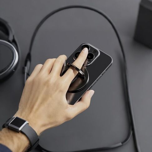 حامل قبضة هاتف مغناطيسي لحامل حلقة Magsafe، حلقة إصبع قابلة للتعديل 2026 حامل مغناطيسي قابل للإزالة بدون استخدام اليدين متوافق مع iPhone 17 16 15 Pro Max Mag Car Mounts جراب هاتف عالمي in Kuwait