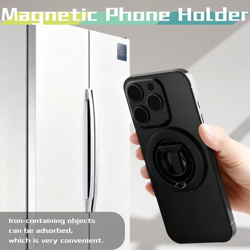 حامل قبضة هاتف مغناطيسي لحامل حلقة Magsafe، حلقة إصبع قابلة للتعديل 2026 حامل مغناطيسي قابل للإزالة بدون استخدام اليدين متوافق مع iPhone 17 16 15 Pro Max Mag Car Mounts جراب هاتف عالمي in Kuwait
