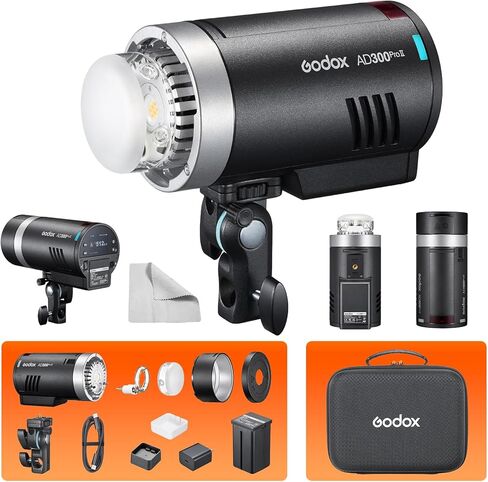 Godox AD300ProII 2026 Godox 300Ws Outdoor Flash | 2.4G Wireless TTL & HSS 1/8000s Strobe 16-Color Group Indicator Lights | 0.01s Recycle, 350 Flashes | 12W Bi-Color Modeling Lamp Portable Monolight in Saudi Arabia