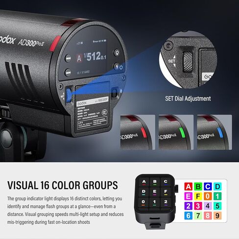 Godox AD300ProII 2026 Godox 300Ws Outdoor Flash | 2.4G Wireless TTL & HSS 1/8000s Strobe 16-Color Group Indicator Lights | 0.01s Recycle, 350 Flashes | 12W Bi-Color Modeling Lamp Portable Monolight in Saudi Arabia