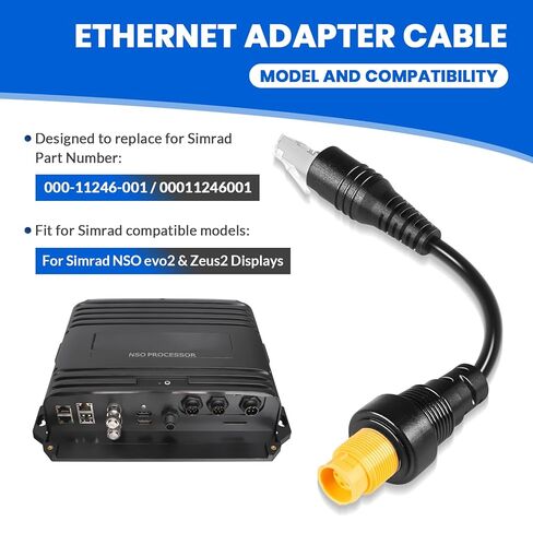 كابل محول إيثرنت RJ45 إلى 5-Pin 000-11246-001 لشاشات Simrad NSO evo2 وZeus2، موصل RJ45 ذكر إلى موصل أنثى دائري أصفر 5-Pin، كابل محول إيثرنت عالي السرعة in Kuwait
