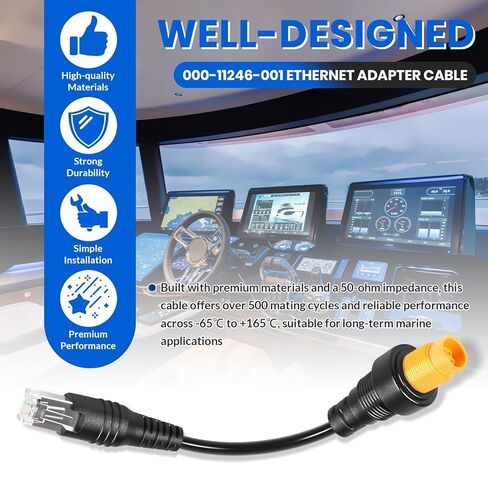 كابل محول إيثرنت RJ45 إلى 5-Pin 000-11246-001 لشاشات Simrad NSO evo2 وZeus2، موصل RJ45 ذكر إلى موصل أنثى دائري أصفر 5-Pin، كابل محول إيثرنت عالي السرعة in Kuwait