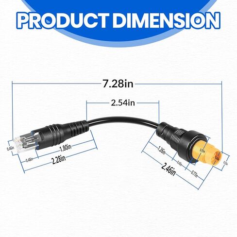 كابل محول إيثرنت RJ45 إلى 5-Pin 000-11246-001 لشاشات Simrad NSO evo2 وZeus2، موصل RJ45 ذكر إلى موصل أنثى دائري أصفر 5-Pin، كابل محول إيثرنت عالي السرعة in Kuwait