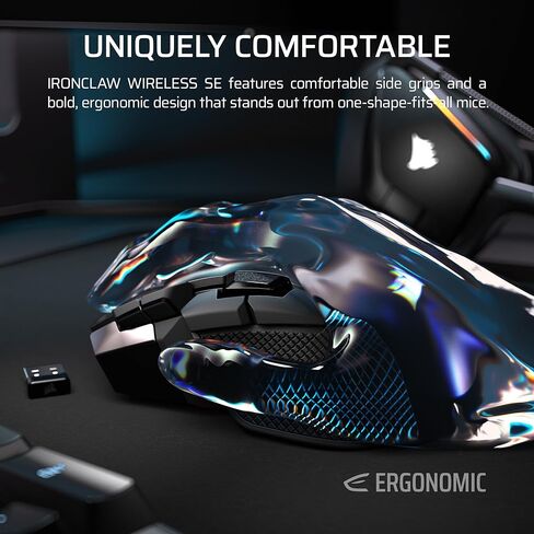 ماوس الألعاب Corsair IRONCLAW Wireless SE - 26,000 نقطة في البوصة، تصميم مريح للأيدي الكبيرة، 10 أزرار قابلة للبرمجة، لموبا، FPS، MMO - أسود in Saudi Arabia