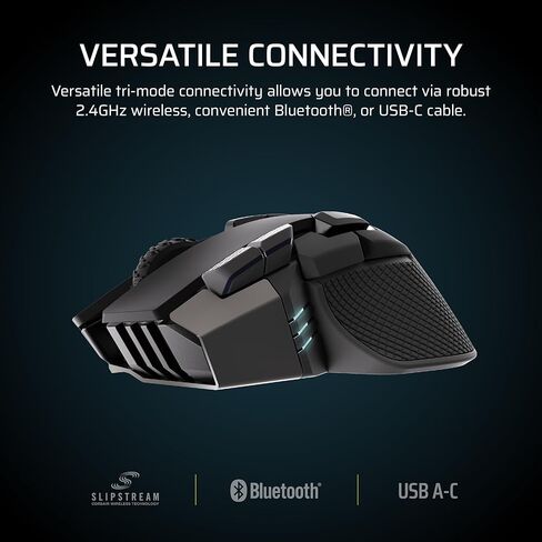 ماوس الألعاب Corsair IRONCLAW Wireless SE - 26,000 نقطة في البوصة، تصميم مريح للأيدي الكبيرة، 10 أزرار قابلة للبرمجة، لموبا، FPS، MMO - أسود in Saudi Arabia