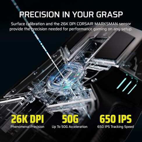 ماوس الألعاب Corsair IRONCLAW Wireless SE - 26,000 نقطة في البوصة، تصميم مريح للأيدي الكبيرة، 10 أزرار قابلة للبرمجة، لموبا، FPS، MMO - أسود in Saudi Arabia