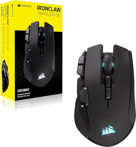 ماوس الألعاب Corsair IRONCLAW Wireless SE - 26,000 نقطة في البوصة، تصميم مريح للأيدي الكبيرة، 10 أزرار قابلة للبرمجة، لموبا، FPS، MMO - أسود in Saudi Arabia