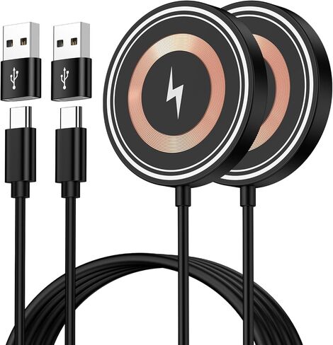 شاحن مغناطيسي لهاتف iPhone Magsafe مكون من قطعتين لسلسلة iPhone 17 Pro Max/17 Pro/16/15/14/13/12 وAirPods، وسادة شحن لاسلكية مغناطيسية سريعة مع منافذ USB-C/A، شاحن Mag-Safe لهاتف iPhone 17 in Saudi Arabia
