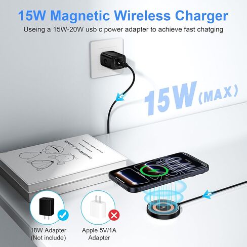 for iPhone Magsafe Charger 2 Pack Magnetic Charger for iPhone 17 Pro Max/17 Pro/16/15/14/13/12 Series& AirPods, Magnetic Wireless Fast Charging Pad with USB-C/A Ports, Mag-Safe Charger for iPhone 17 in Saudi Arabia